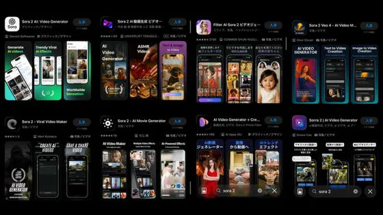 🎬OpenAIの動画生成AI「Sora 2」のクローンアプリがApp Storeで大量発生中